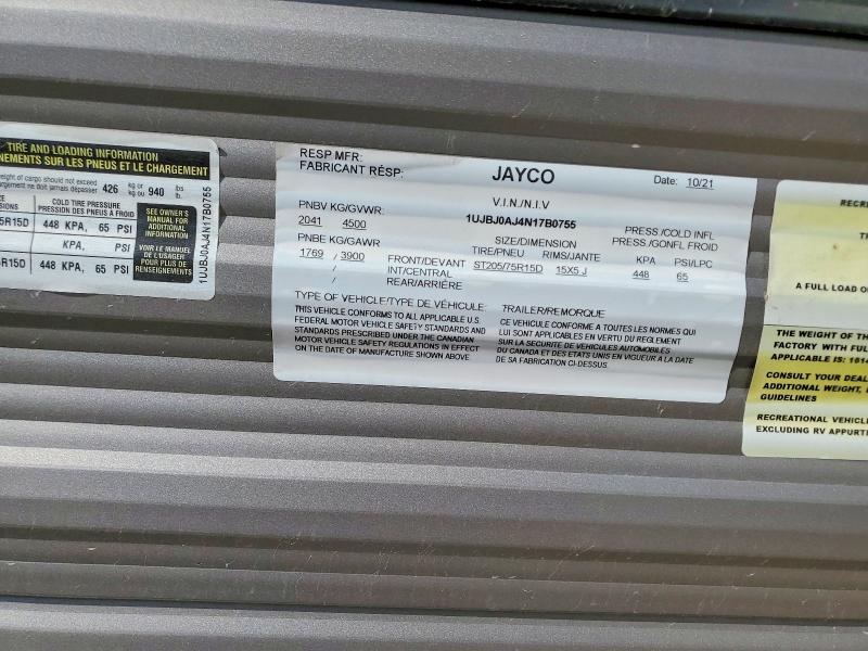 2022 Jay Trailers მანქანა იყიდება აუქციონზე, vin: 1UJBJ0AJ4N17B0755, აუქციონის ნომერი: 51675616