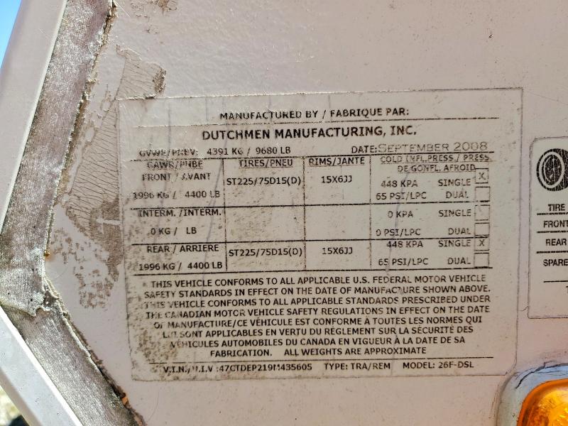 Продажа на аукционе авто 2009 Dutchmen Unknown, vin: 47CTDEP219M435605, номер лота: 52779886
