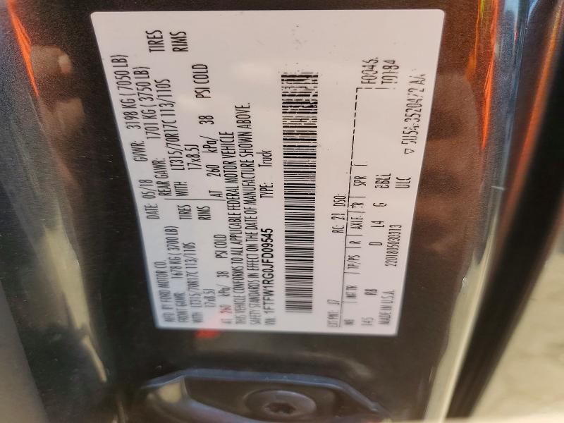 53885196 :رقم المزاد ، 1FTFW1RG0JFD09545 vin ، 2018 Ford F150 مزاد بيع
