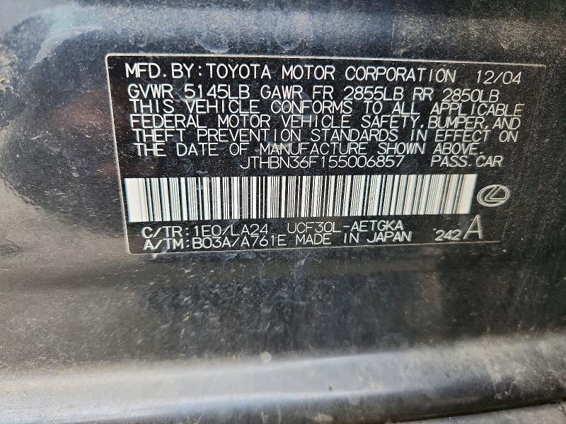 Aukcja sprzedaży 2005 Lexus Ls, vin: JTHBN36F155006857, numer aukcji: 54521016