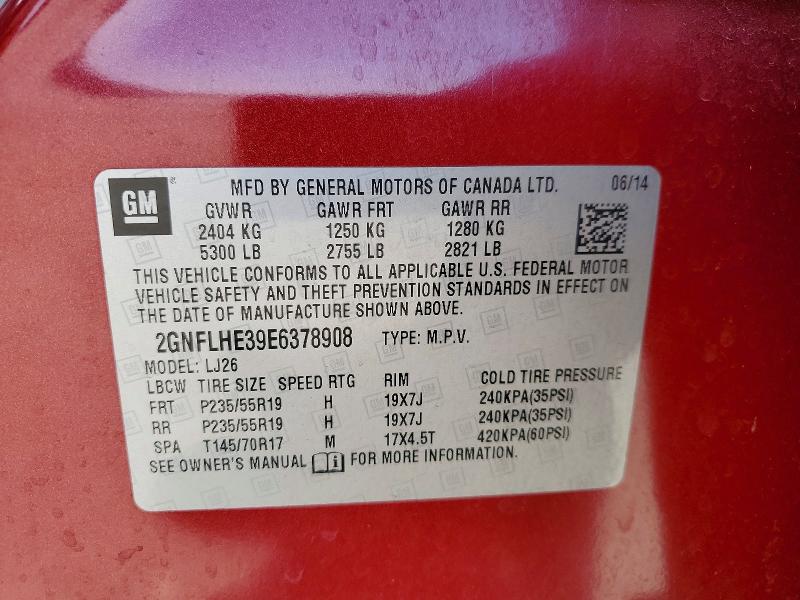 Aukcja sprzedaży 2014 Chevrolet Equinox, vin: 2GNFLHE39E6378908, numer aukcji: 52527296