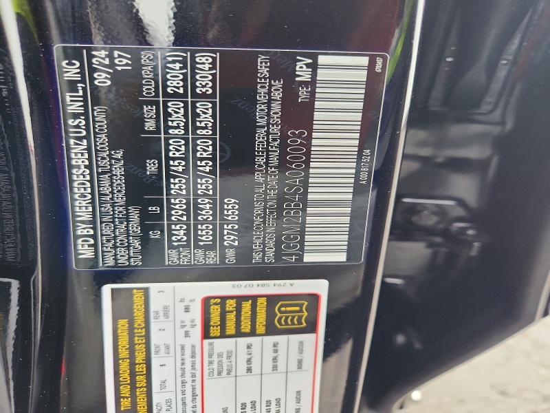 Aukcja sprzedaży 2025 Mercedes-benz Eqe Suv, vin: 4JGGM2BB4SA060093, numer aukcji: 53524756