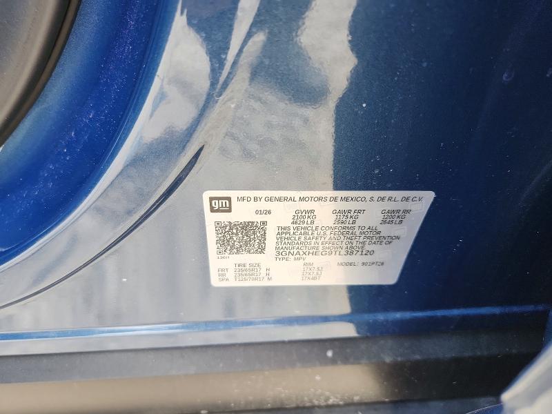 2026 Chevrolet Equinox მანქანა იყიდება აუქციონზე, vin: 3GNAXHEG9TL387120, აუქციონის ნომერი: 54218266