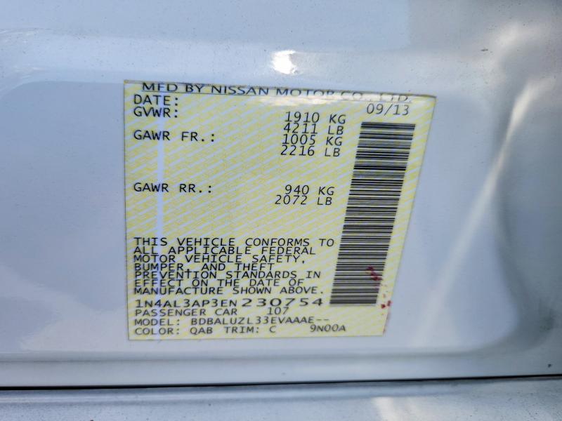 Продажа на аукционе авто 2014 Nissan Altima, vin: 1N4AL3AP3EN230754, номер лота: 54260486