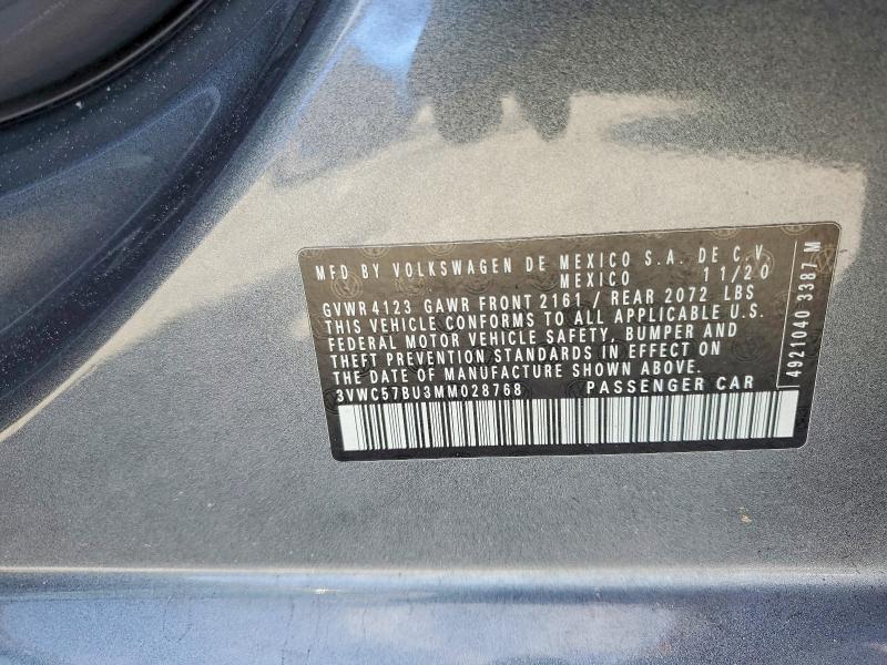 Продаж на аукціоні авто 2021 Volkswagen Jetta, vin: 3VWC57BU3MM028768, номер лоту: 52257286