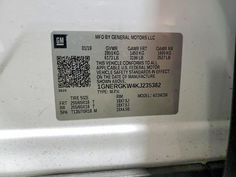 Продажа на аукционе авто 2019 Chevrolet Traverse, vin: 1GNERGKW4KJ235382, номер лота: 53071996