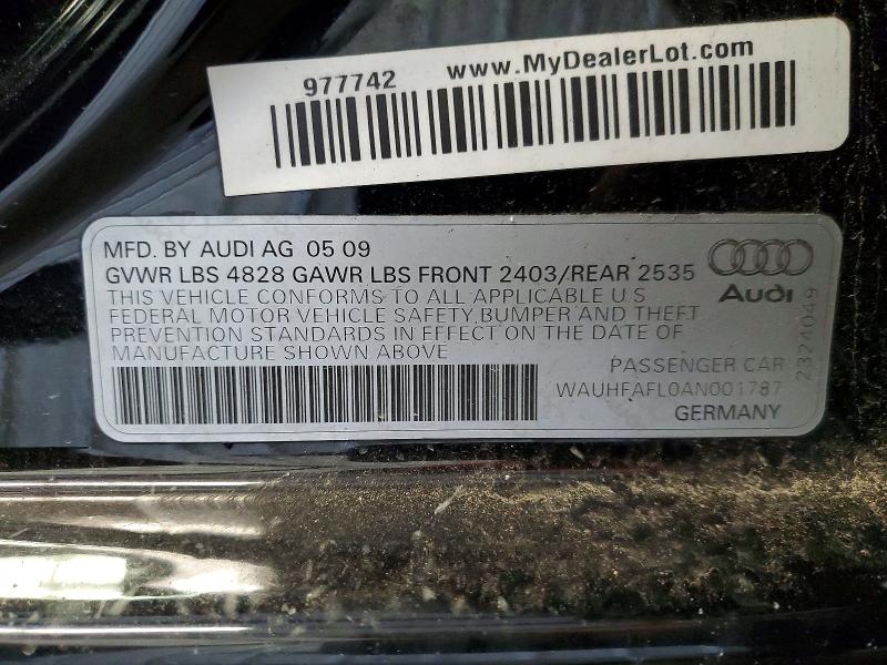 Aukcja sprzedaży 2010 Audi A4, vin: WAUHFAFL0AN001787, numer aukcji: 53166316