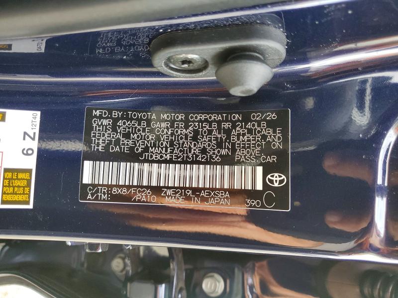 Продаж на аукціоні авто 2026 Toyota Corolla, vin: JTDBCMFE2T3142136, номер лоту: 51036556