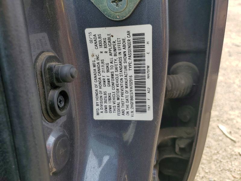 Продаж на аукціоні авто 2015 Honda Civic, vin: 2HGFB6E57FH702916, номер лоту: 51826006