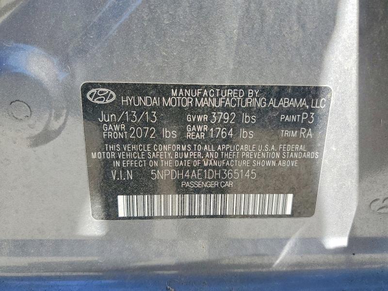Продаж на аукціоні авто 2013 Hyundai Elantra, vin: 5NPDH4AE1DH365145, номер лоту: 52660996