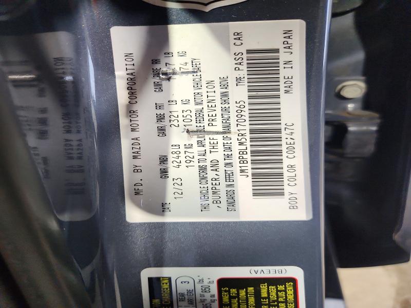 2024 Mazda 3 მანქანა იყიდება აუქციონზე, vin: JM1BPBLM5R1709965, აუქციონის ნომერი: 54489266