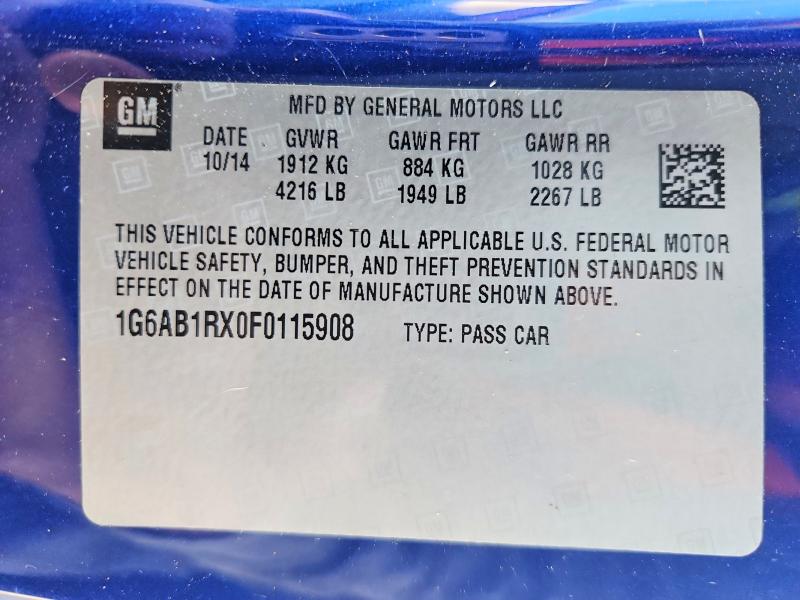 53250586 :رقم المزاد ، 1G6AB1RX0F0115908 vin ، 2015 Cadillac Ats مزاد بيع