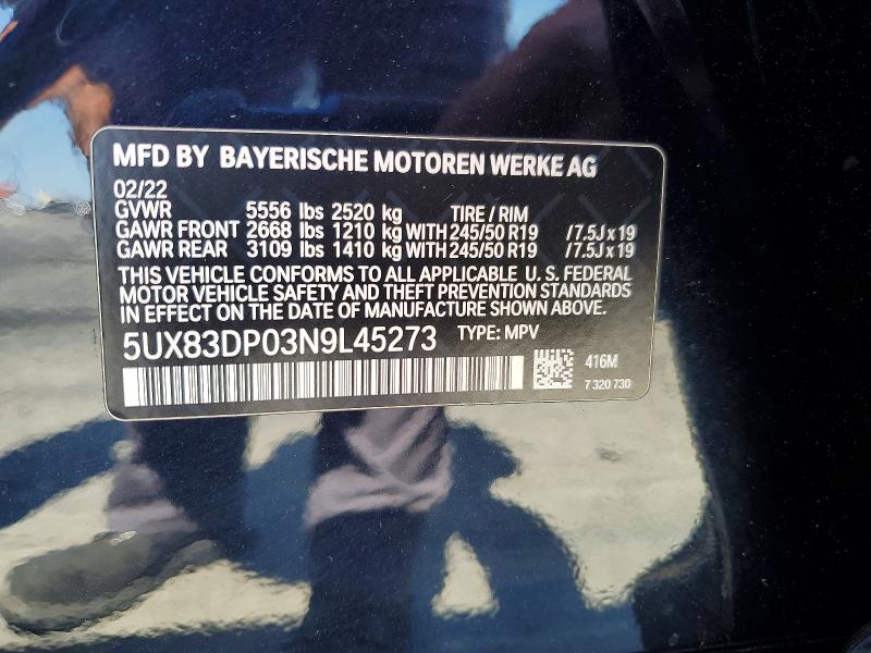 Продажа на аукционе авто 2022 Bmw X3, vin: 5UX83DP03N9L45273, номер лота: 52101216