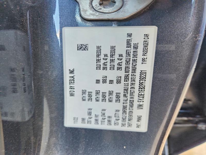 2023 Tesla Model 3 მანქანა იყიდება აუქციონზე, vin: 5YJ3E1EB2PF392201, აუქციონის ნომერი: 53230696