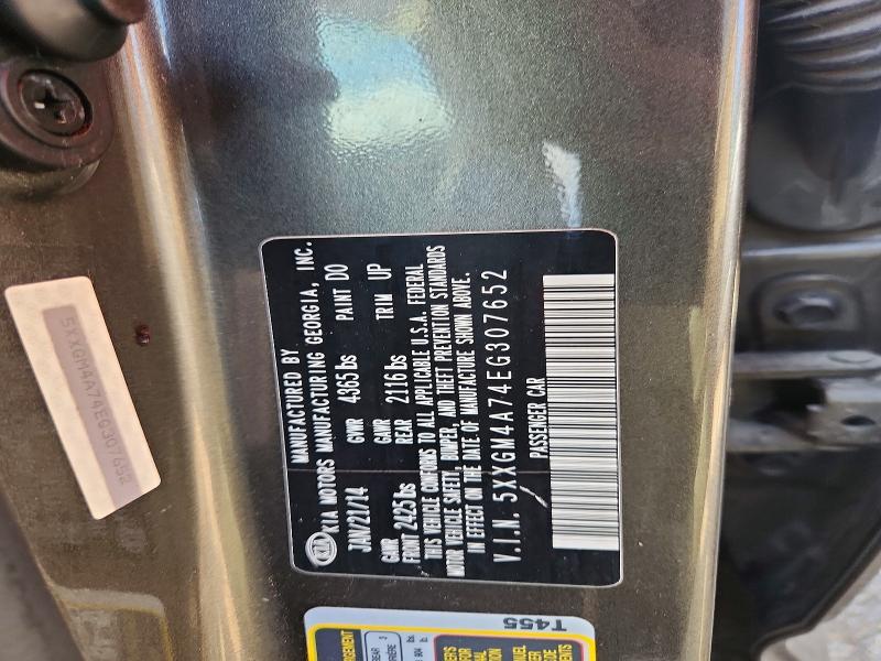 2014 Kia Optima მანქანა იყიდება აუქციონზე, vin: 5XXGM4A74EG307652, აუქციონის ნომერი: 53096996