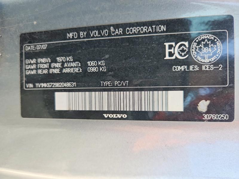 54815926 :رقم المزاد ، YV1MK672982048631 vin ، 2008 Volvo C30 مزاد بيع