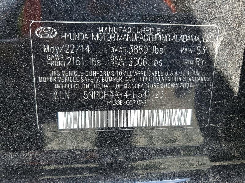 Продажа на аукционе авто 2014 Hyundai Elantra, vin: 5NPDH4AE4EH541123, номер лота: 52808016
