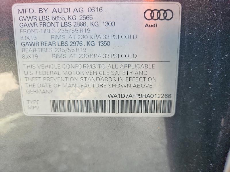 Продаж на аукціоні авто 2017 Audi Q5, vin: WA1D7AFP9HA012266, номер лоту: 54230906