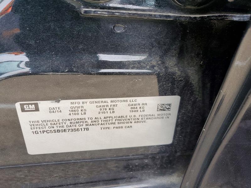 2014 Chevrolet Cruze მანქანა იყიდება აუქციონზე, vin: 1G1PC5SB9E7356178, აუქციონის ნომერი: 53764836