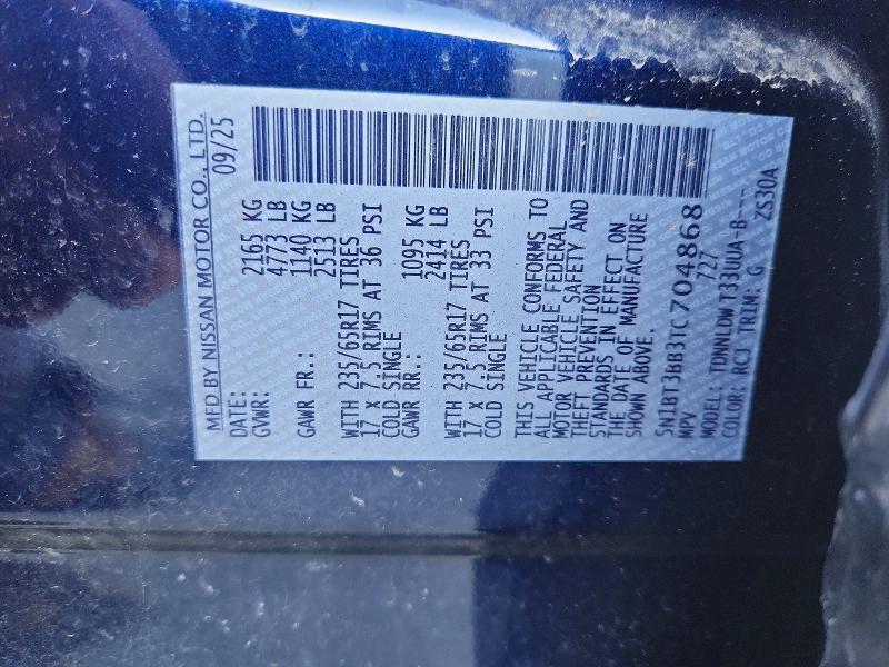 55416976 :رقم المزاد ، 5N1BT3BB3TC704868 vin ، 2026 Nissan Rogue مزاد بيع