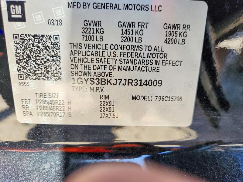 Aukcja sprzedaży 2018 Cadillac Escalade, vin: 1GYS3BKJ7JR314009, numer aukcji: 52648556