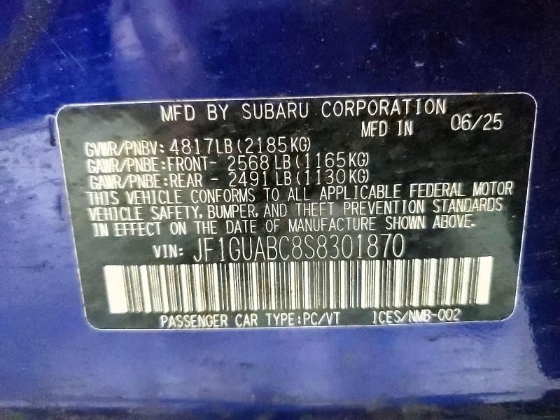 Продажа на аукционе авто 2025 Subaru Impreza, vin: JF1GUABC8S8301870, номер лота: 54082676