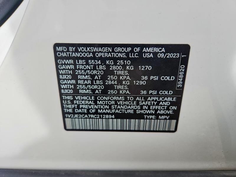 54302456 :رقم المزاد ، 1V2JE2CA7RC212894 vin ، 2024 Volkswagen Atlas Cross Sport مزاد بيع