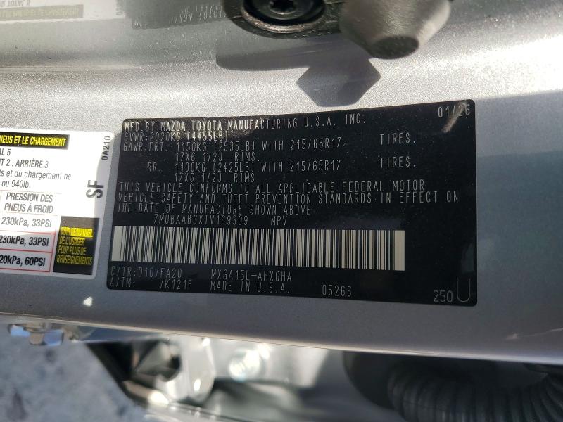 Продаж на аукціоні авто 2026 Toyota Corolla Cross, vin: 7MUBAABGXTV169309, номер лоту: 52435926