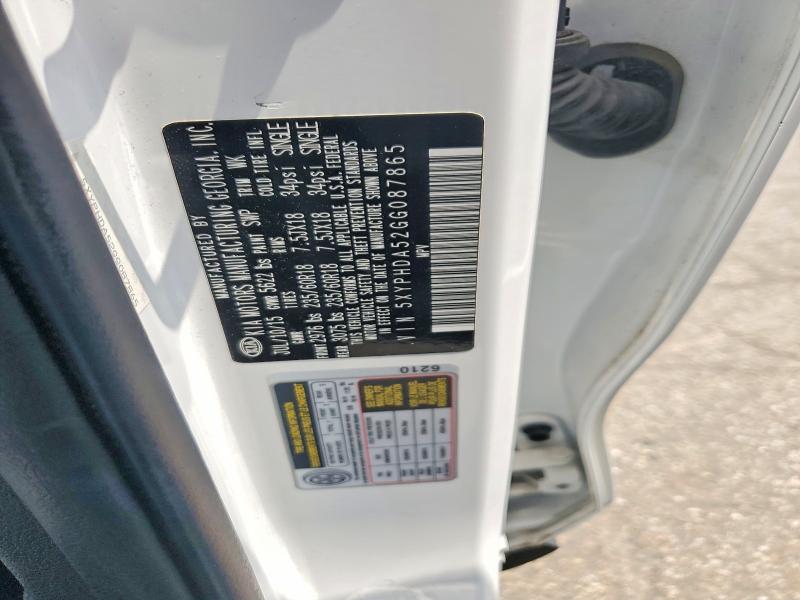 54130866 :رقم المزاد ، 5XYPHDA52GG087865 vin ، 2016 Kia Sorento مزاد بيع