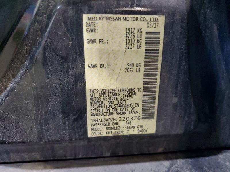 54869886 :رقم المزاد ، 1N4AL3AP2HC220376 vin ، 2017 Nissan Altima مزاد بيع