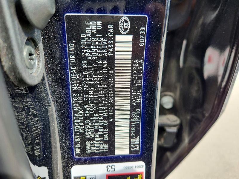54994296 :رقم المزاد ، 4T1K31AKXNU599281 vin ، 2022 Toyota Camry مزاد بيع