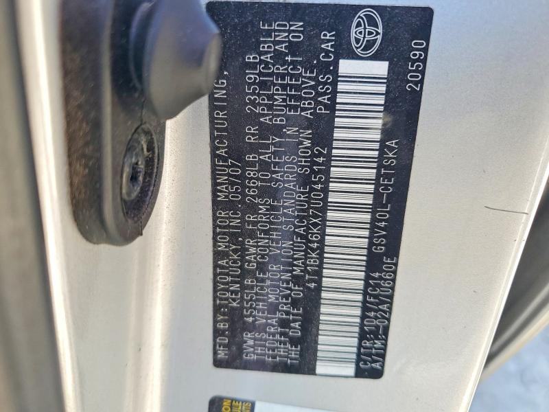 Aukcja sprzedaży 2007 Toyota Camry, vin: 4T1BK46KX7U045142, numer aukcji: 52542626