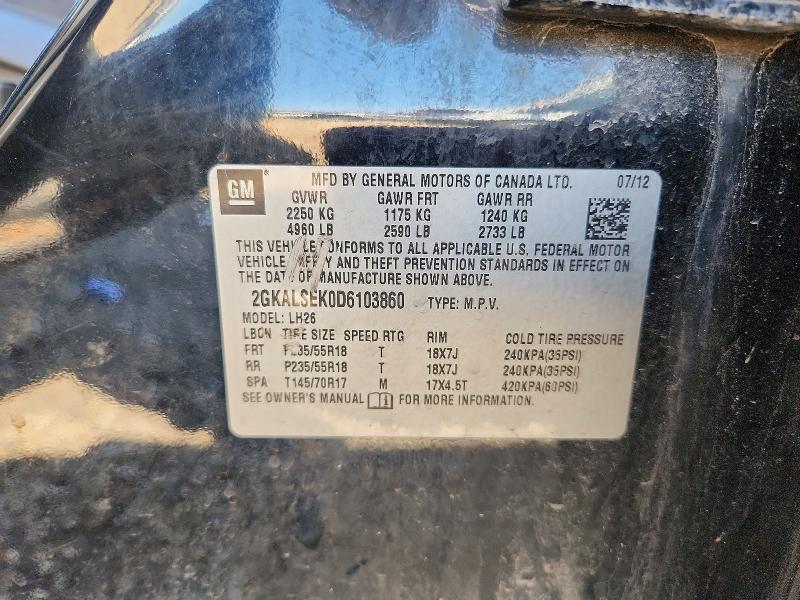 Aukcja sprzedaży 2013 Gmc Terrain, vin: 2GKALSEK0D6103860, numer aukcji: 53058476