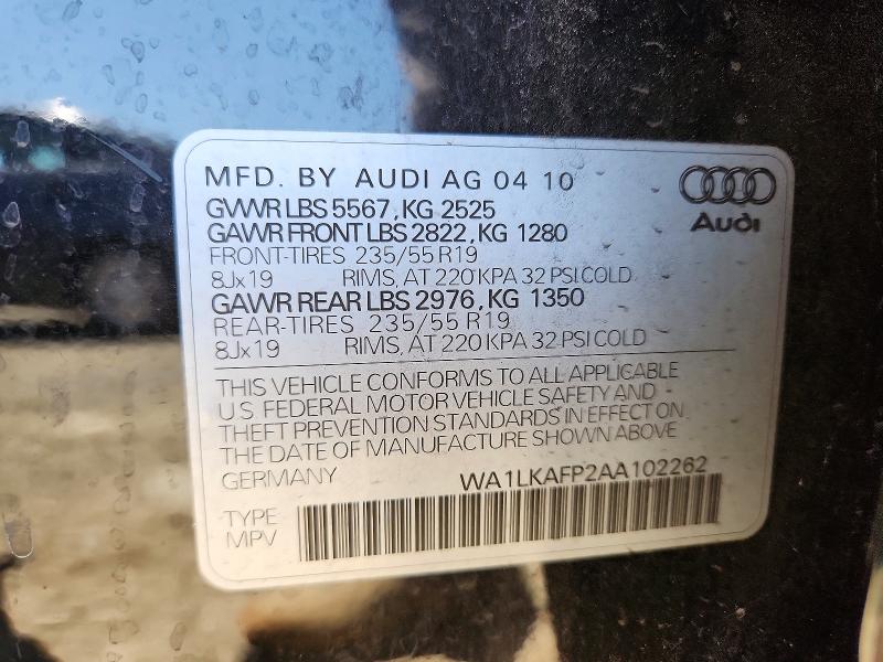 Продаж на аукціоні авто 2010 Audi Q5, vin: WA1LKAFP2AA102262, номер лоту: 53026276