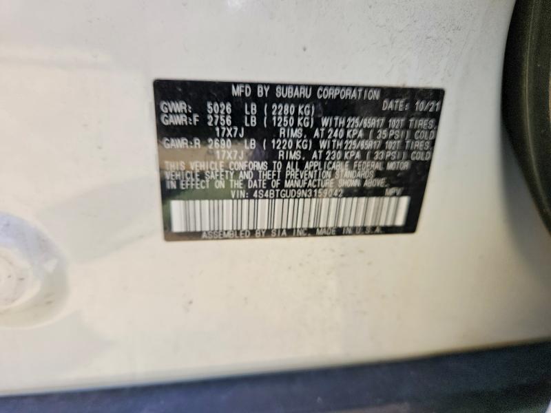 Aukcja sprzedaży 2022 Subaru Outback, vin: 4S4BTGUD9N3159042, numer aukcji: 55326966