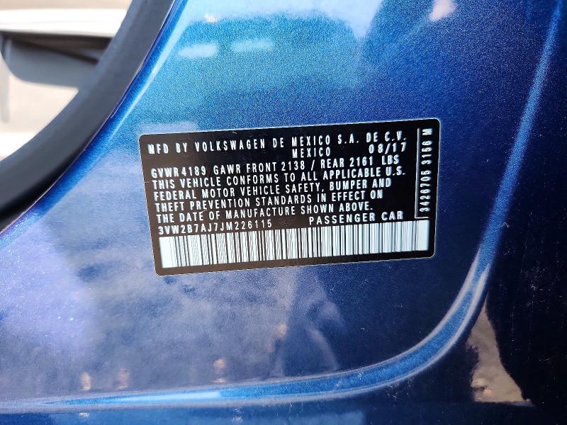 Aukcja sprzedaży 2018 Volkswagen Jetta, vin: 3VW2B7AJ7JM226115, numer aukcji: 53558016