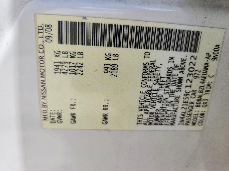 2009 Nissan Altima მანქანა იყიდება აუქციონზე, vin: 1N4AL21E59C123022, აუქციონის ნომერი: 55174156