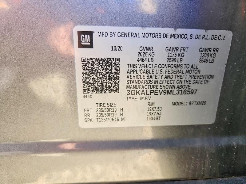 Aukcja sprzedaży 2021 Gmc Terrain, vin: 3GKALPEV9ML316597, numer aukcji: 52265866