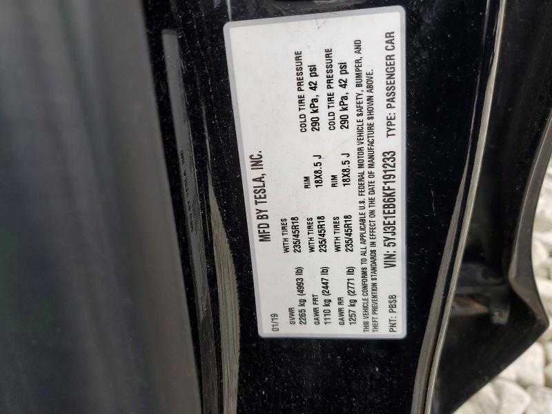 Aukcja sprzedaży 2019 Tesla Model 3, vin: 5YJ3E1EB6KF191233, numer aukcji: 52513246
