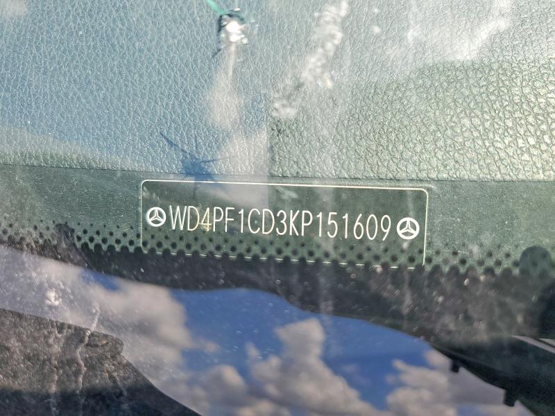 2019 Mercedes Benz Sprinter მანქანა იყიდება აუქციონზე, vin: WD4PF1CD3KP151609, აუქციონის ნომერი: 54072976