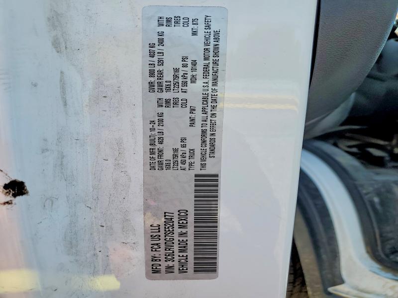 52774756 :رقم المزاد ، 3C6LRVDG7SE520477 vin ، 2025 Ram Promaster 2500 مزاد بيع