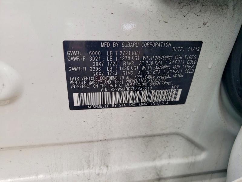 Продажа на аукционе авто 2020 Subaru Ascent, vin: 4S4WMARD7L3435249, номер лота: 52492386