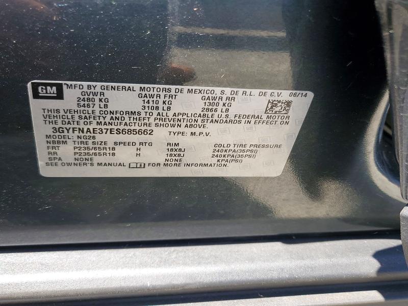 2014 Cadillac Srx მანქანა იყიდება აუქციონზე, vin: 3GYFNAE37ES685662, აუქციონის ნომერი: 54003826