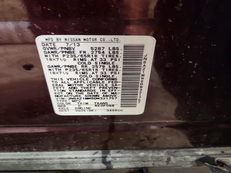 Aukcja sprzedaży 2013 Nissan Murano, vin: JN8AZ1MW8DW321757, numer aukcji: 54613276