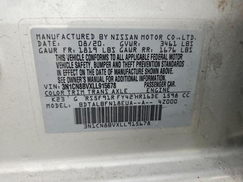 Продажа на аукционе авто 2020 Nissan Versa, vin: 3N1CN8BVXLL915678, номер лота: 55012076