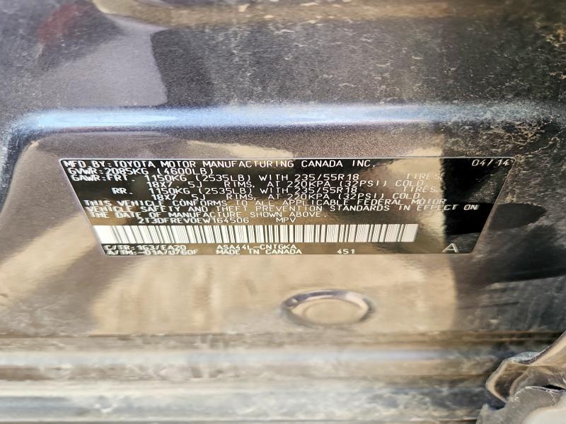 53604826 :رقم المزاد ، 2T3DFREV0EW164506 vin ، 2014 Toyota Rav4 مزاد بيع