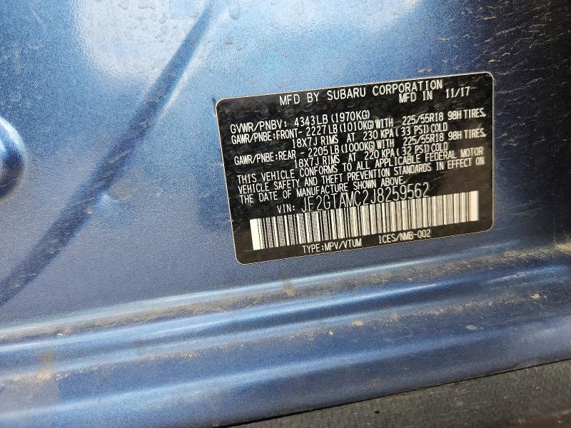 2018 Subaru Crosstrek მანქანა იყიდება აუქციონზე, vin: JF2GTAMC2J8259562, აუქციონის ნომერი: 54720516