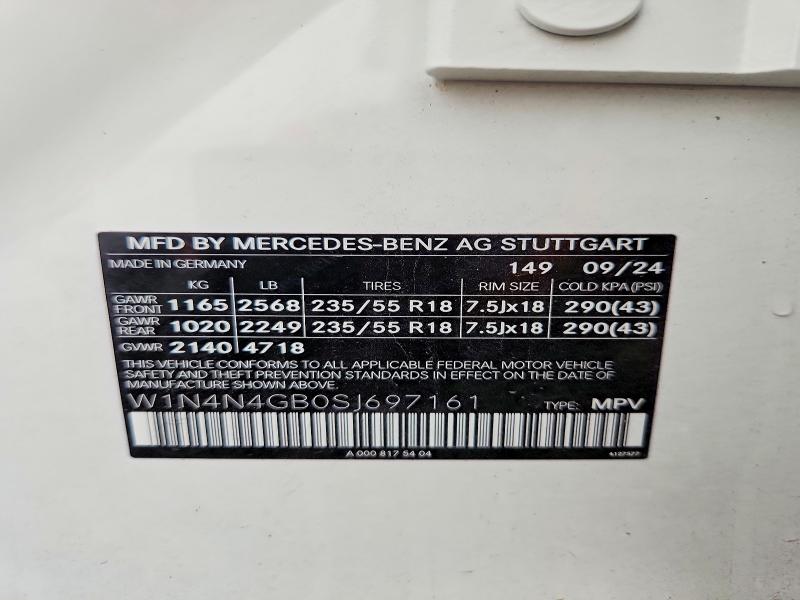 54294546 :رقم المزاد ، W1N4N4GB0SJ697161 vin ، 2025 Mercedes-benz Gla مزاد بيع