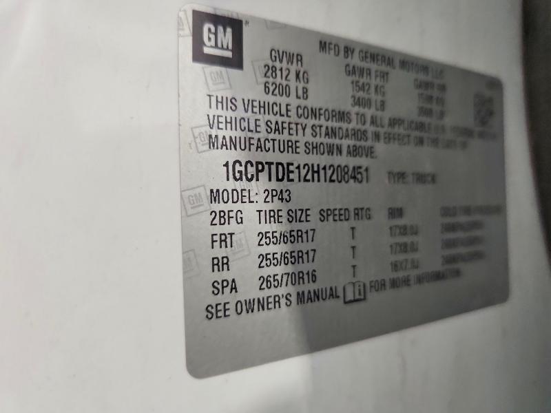 Aukcja sprzedaży 2017 Chevrolet Colorado, vin: 1GCPTDE12H1208451, numer aukcji: 54852396