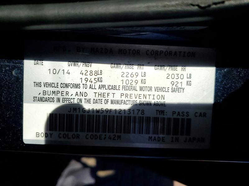 51689206 :رقم المزاد ، JM1GJ1W59F1213178 vin ، 2015 Mazda 6 مزاد بيع